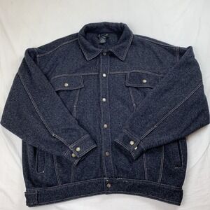 PJ Mark Men's Fleece Inside Jacket Sz 3XL Trucker Windbreaker Stitch Coat Black